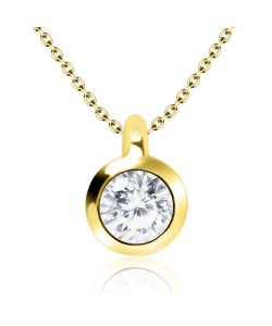 Gold Plated Necklace Silver Plain Circle SPE-80n-GP